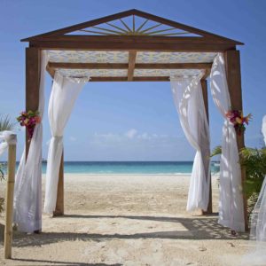 37544174 - wedding arch and set up on beach