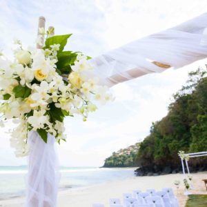 48521434 - beautiful wedding arch on the beach in thailand